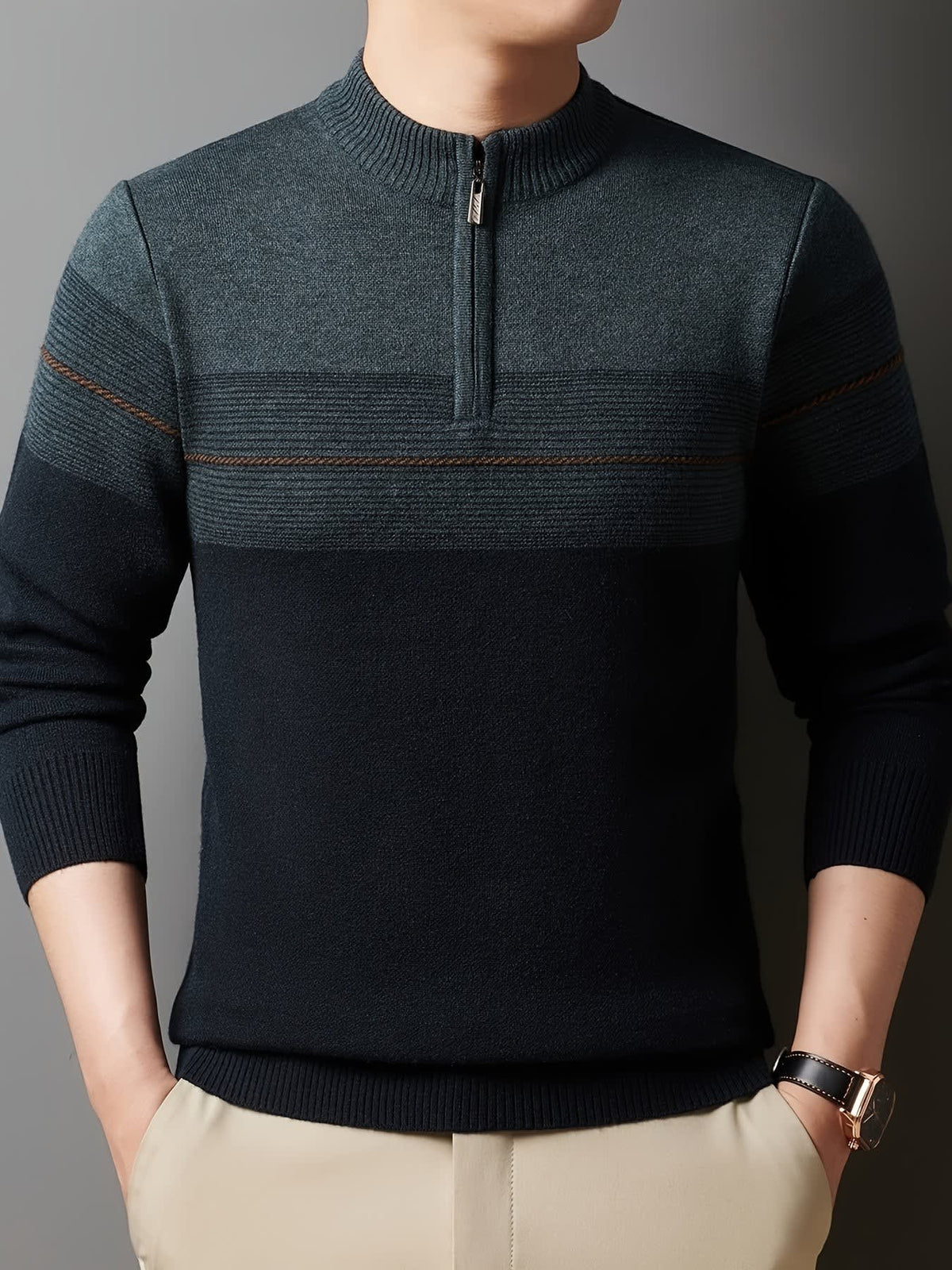 Eaton Color Block Half Zip Sweater