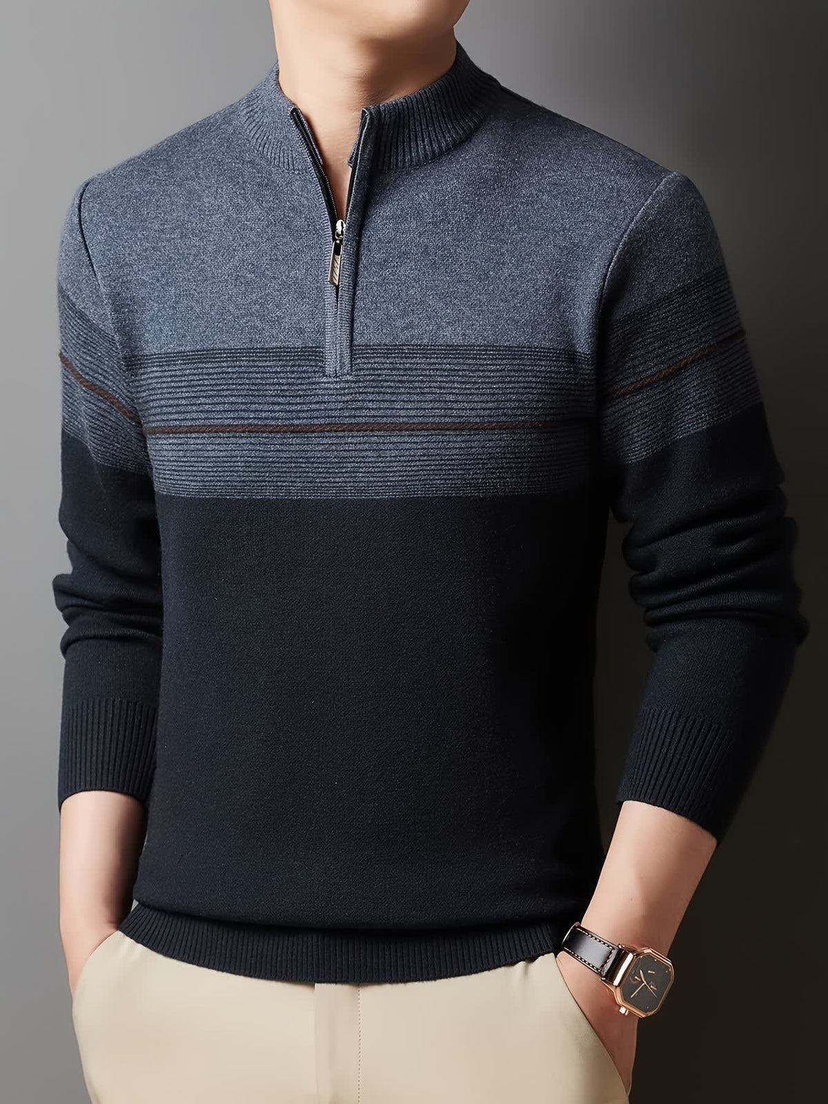 Eaton Color Block Half Zip Sweater