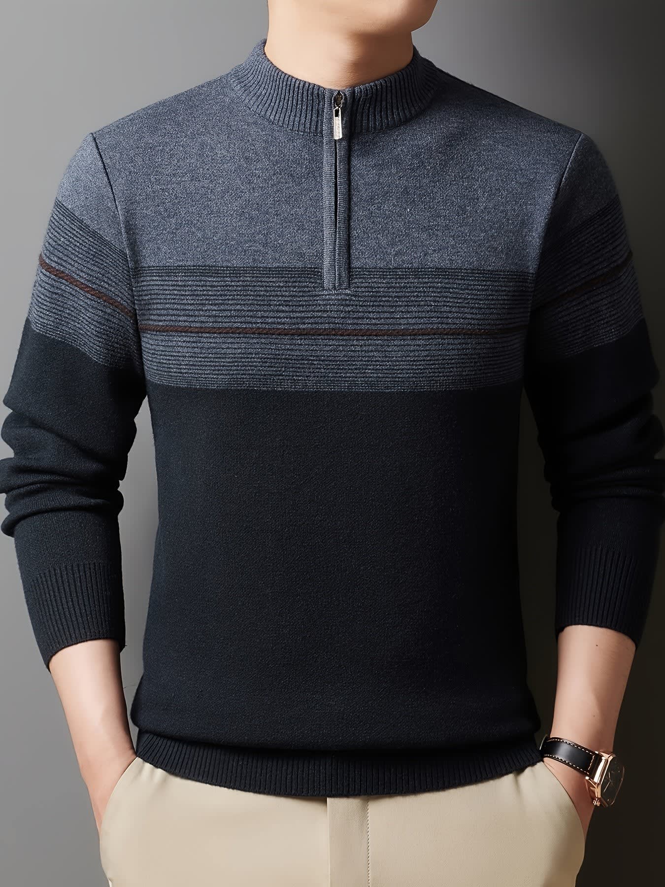Eaton Color Block Half Zip Sweater_4