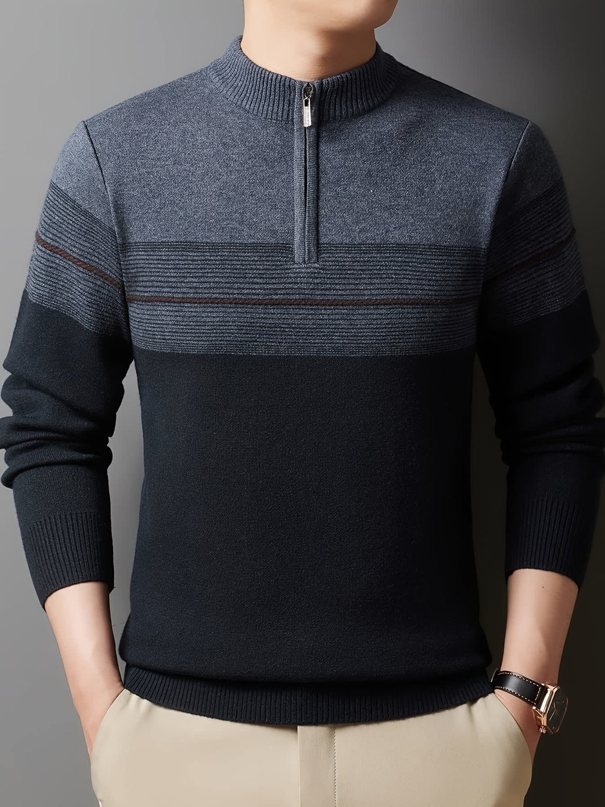 Eaton Color Block Half Zip Sweater