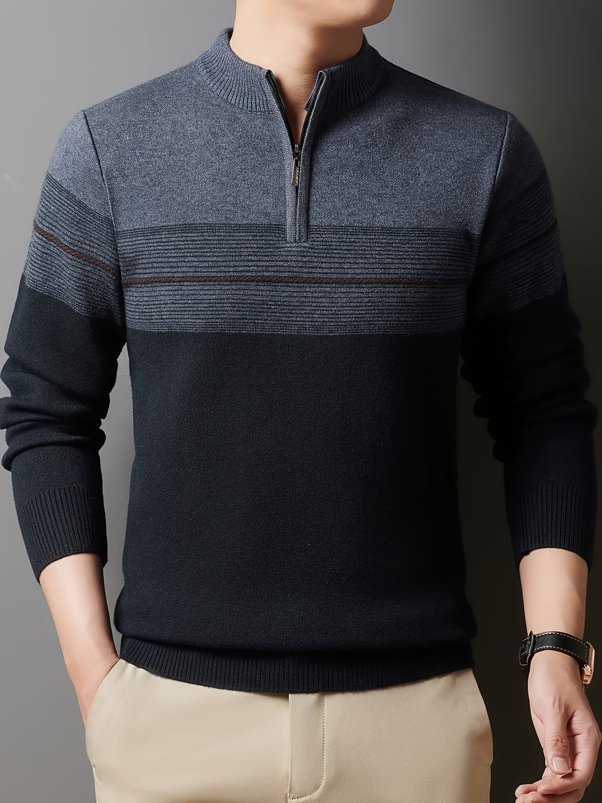 Eaton Color Block Half Zip Sweater
