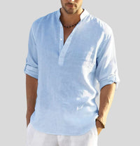 Jedidiah Linen Band Collar Shirt