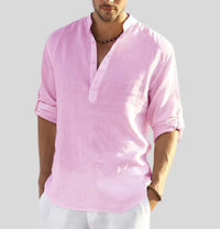 Jedidiah Linen Band Collar Shirt