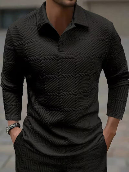 Roderick Jacquard Texture Long Sleeve Polo_2