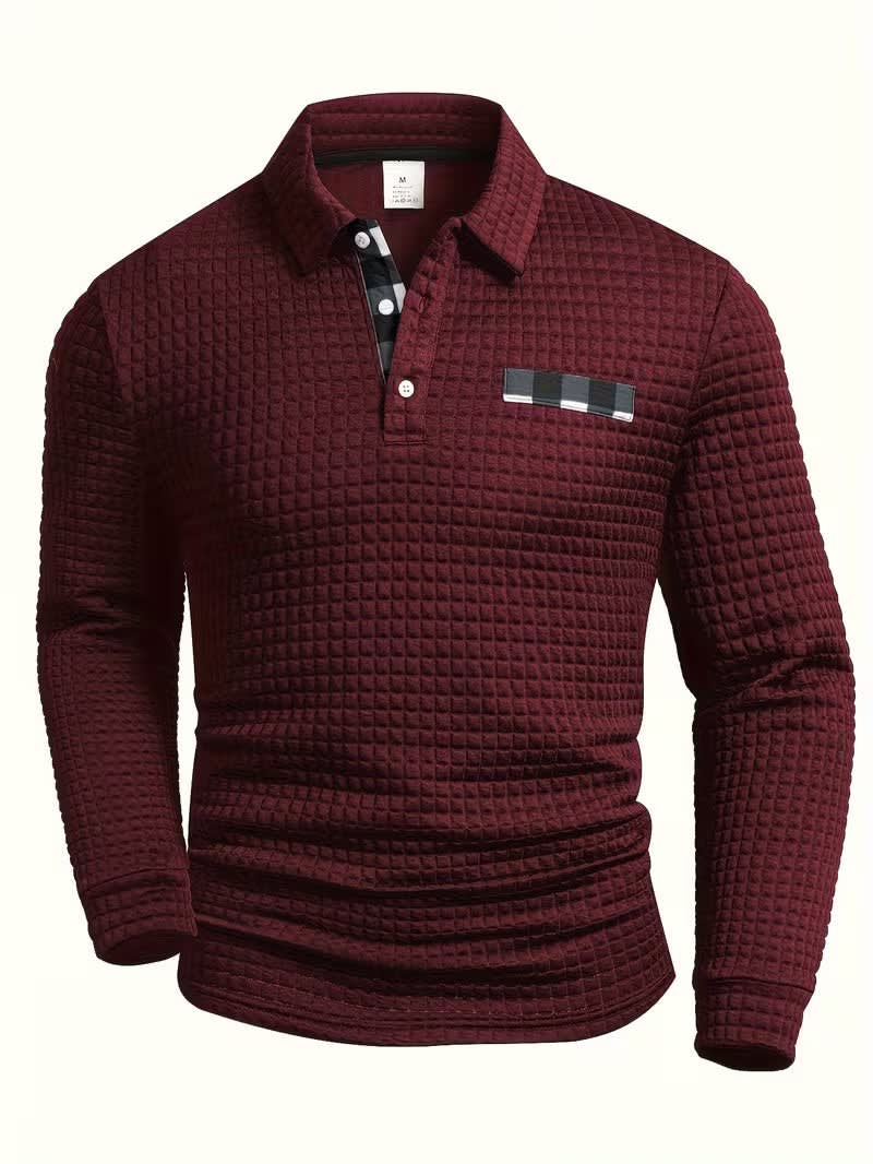 Rory Check Trim Long Sleeve Polo