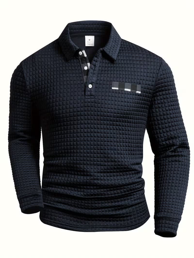 Rory Check Trim Long Sleeve Polo