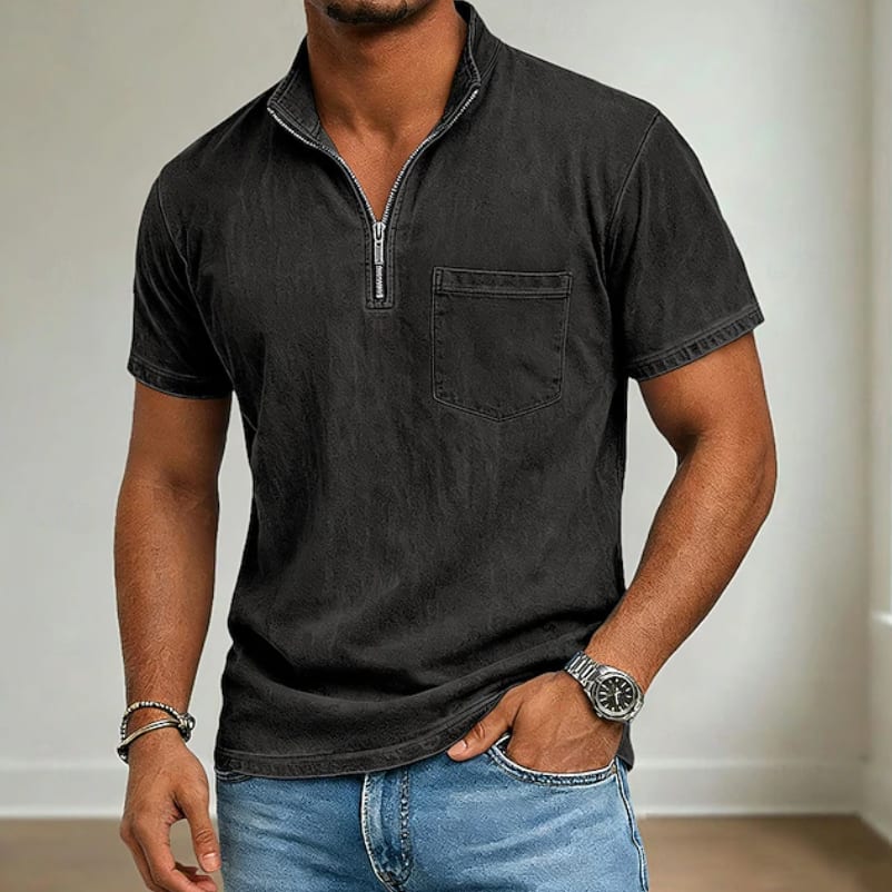 Luther Washed Quarter Zip Polo