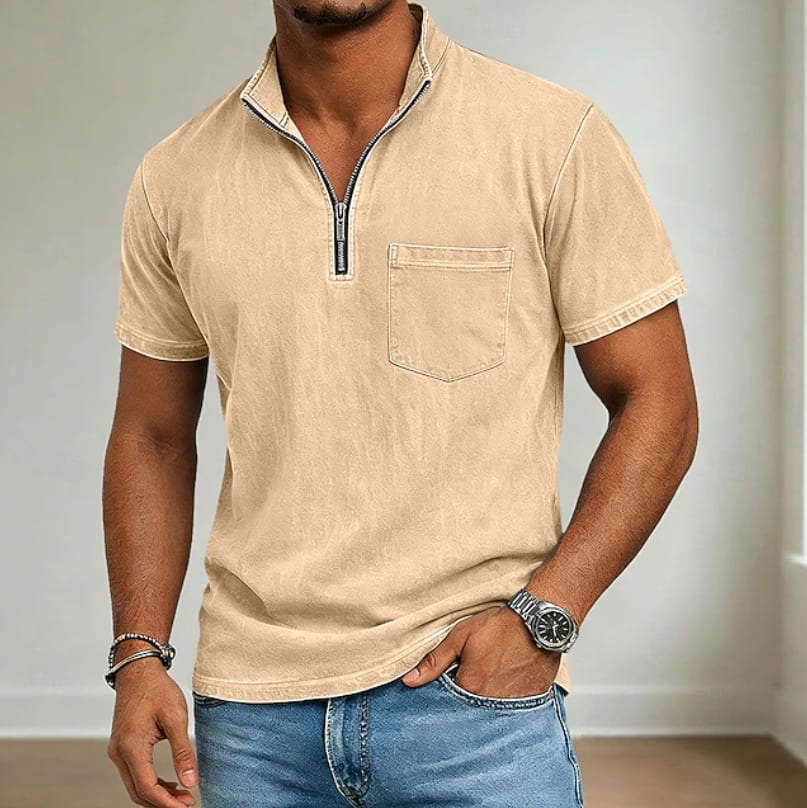 Luther Washed Quarter Zip Polo