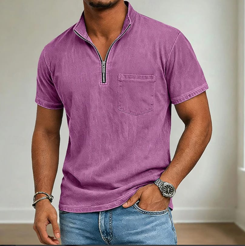 Luther Washed Quarter Zip Polo