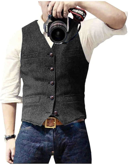 Benson Herringbone Tweed Waistcoat_5