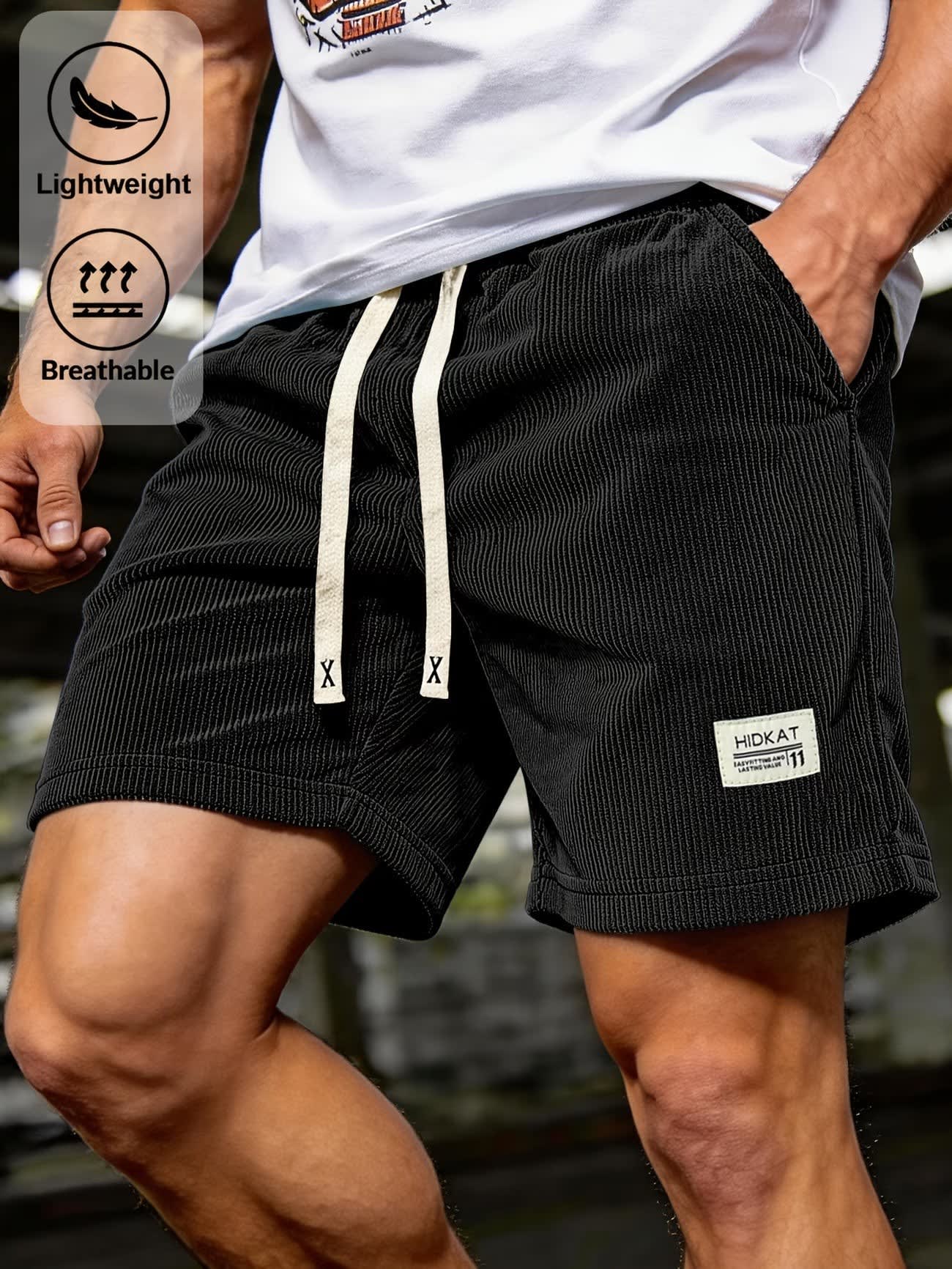 Ethan Corduroy Elastic Waist Shorts_1