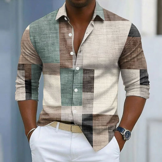 Easton Color Block Patchwork Long Sleeve Shirt_1