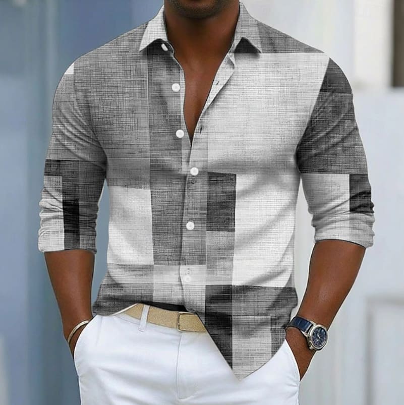 Easton Color Block Patchwork Long Sleeve Shirt
