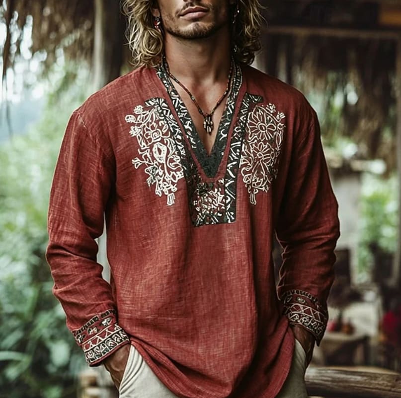 Harrison Embroidered V Neck Resort Shirt_1