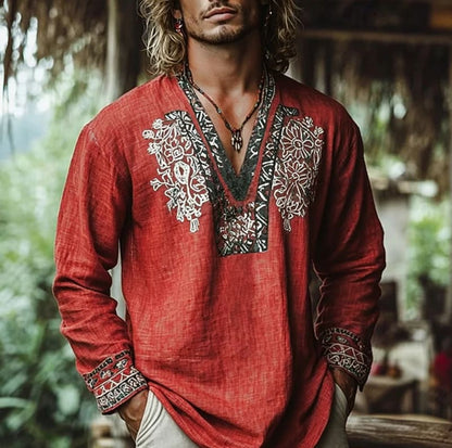Harrison Embroidered V Neck Resort Shirt_3
