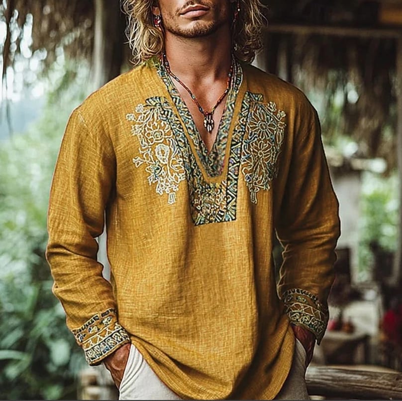 Harrison Embroidered V Neck Resort Shirt_4