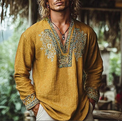 Harrison Embroidered V Neck Resort Shirt_4