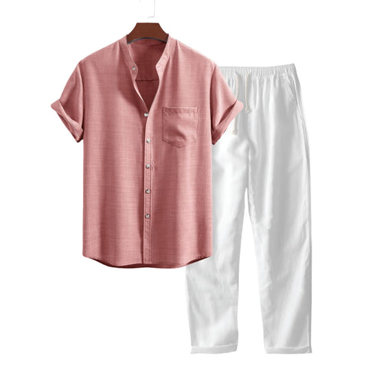 Crawford Band Collar Linen Two Piece Set_1