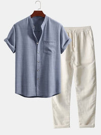 Crawford Band Collar Linen Two Piece Set