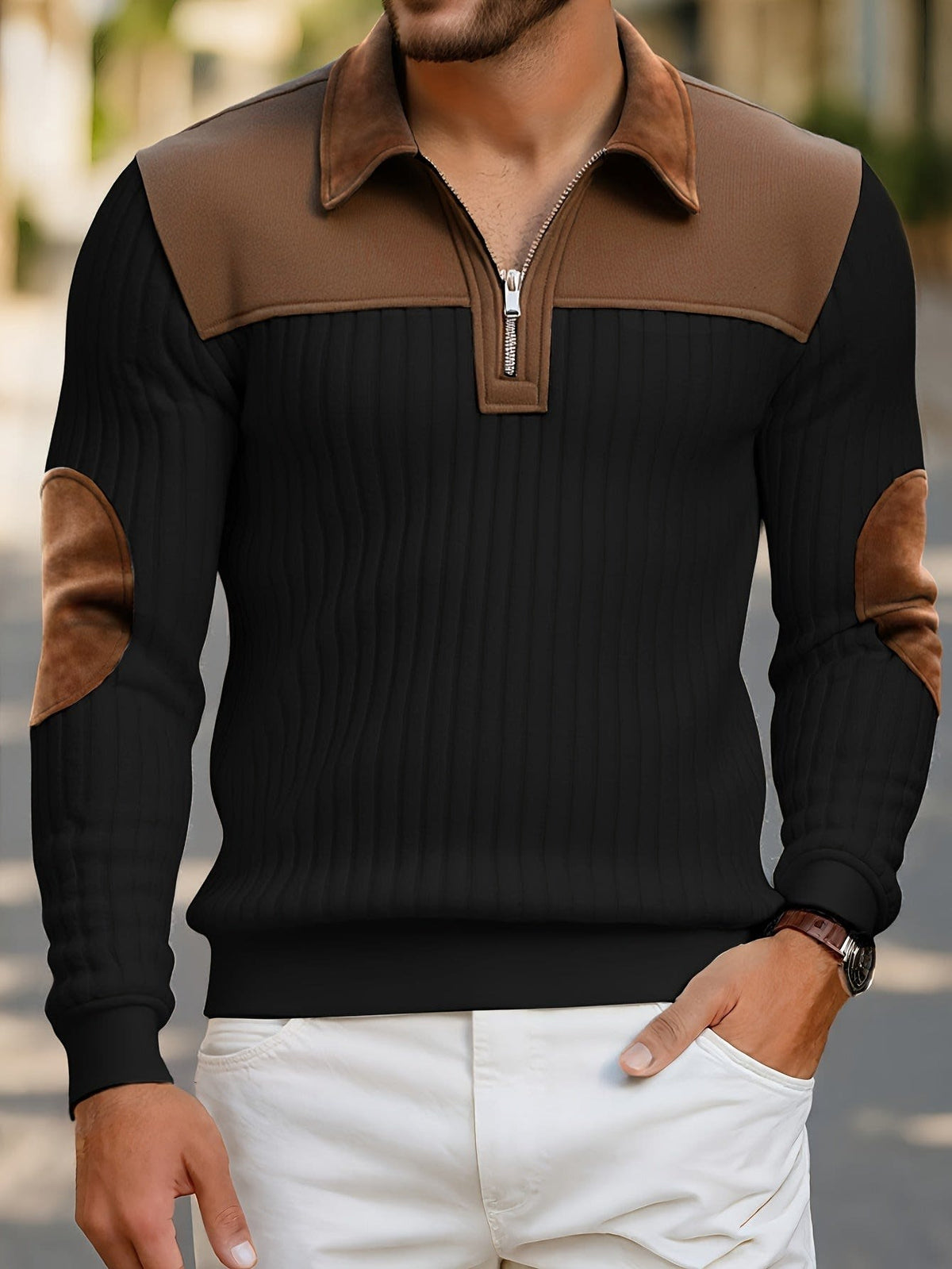 Halstead Contrast Panel Quarter Zip Pullover