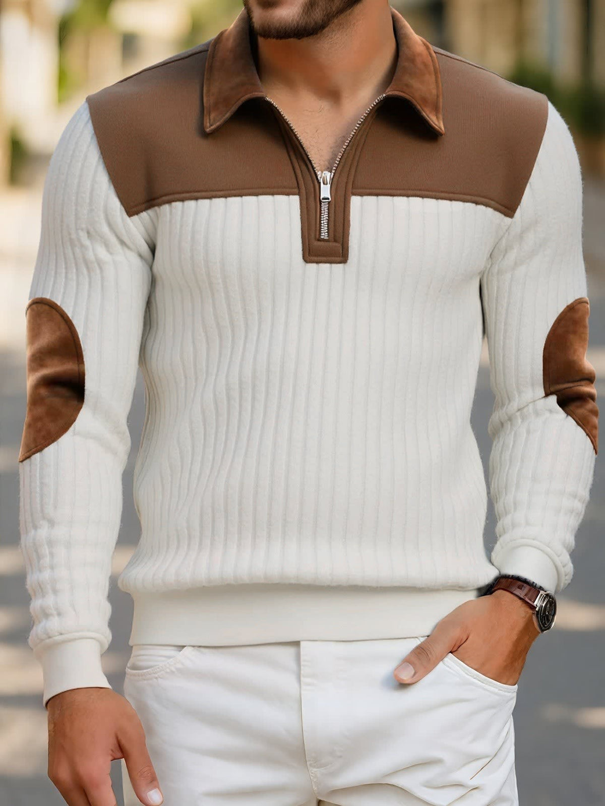 Halstead Contrast Panel Quarter Zip Pullover