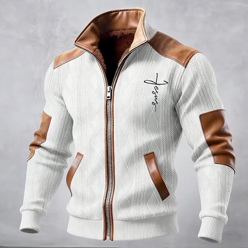Everard Faux Leather Trim Zip Up Jacket_1
