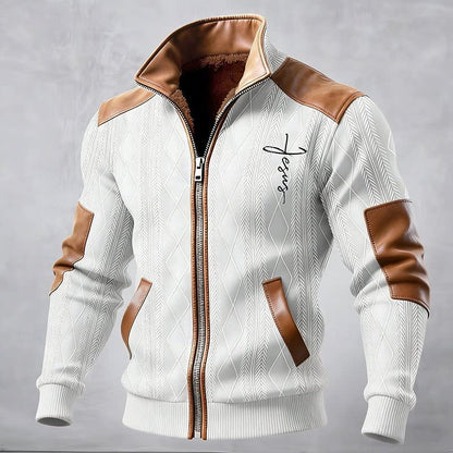 Everard Faux Leather Trim Zip Up Jacket_1