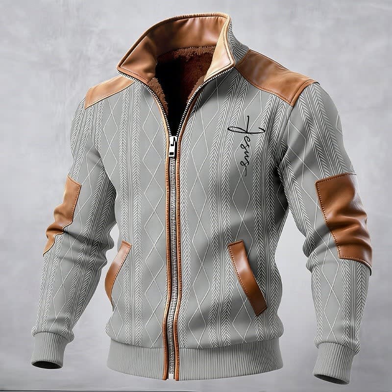 Everard Faux Leather Trim Zip Up Jacket_5