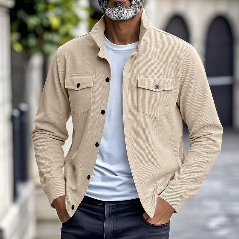 Evander Corduroy Button Front Overshirt