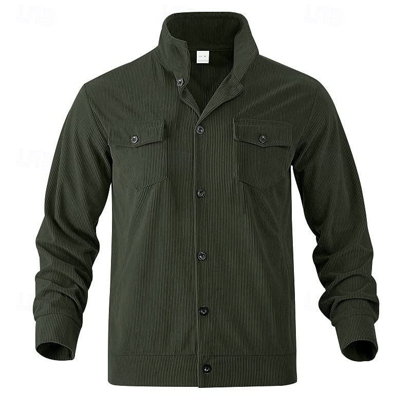 Evander Corduroy Button Front Overshirt