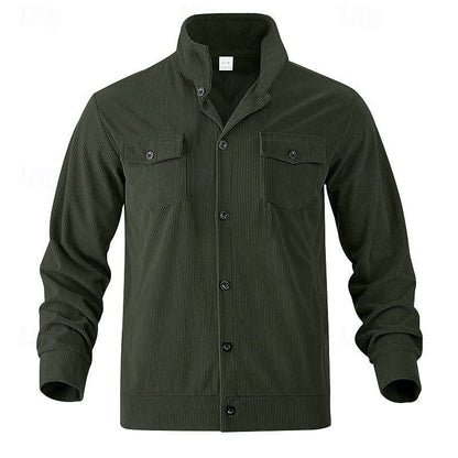 Evander Corduroy Button Front Overshirt_11