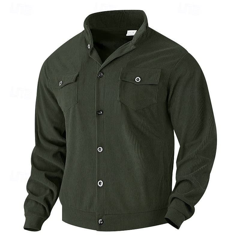 Evander Corduroy Button Front Overshirt
