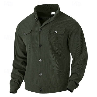 Evander Corduroy Button Front Overshirt_12