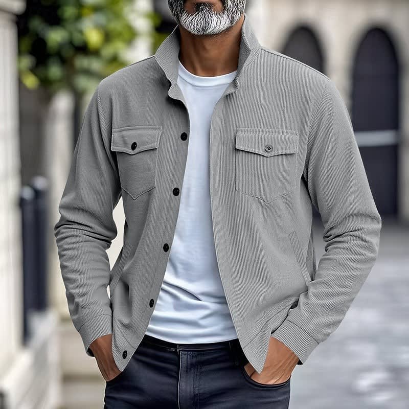 Evander Corduroy Button Front Overshirt