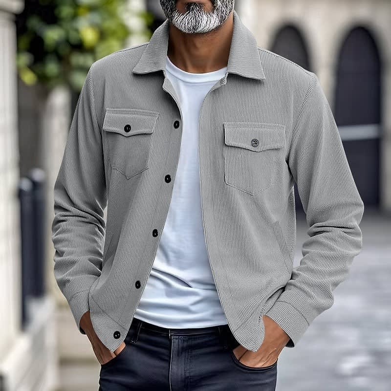 Evander Corduroy Button Front Overshirt