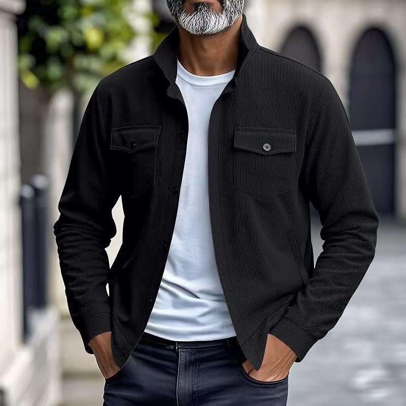 Evander Corduroy Button Front Overshirt