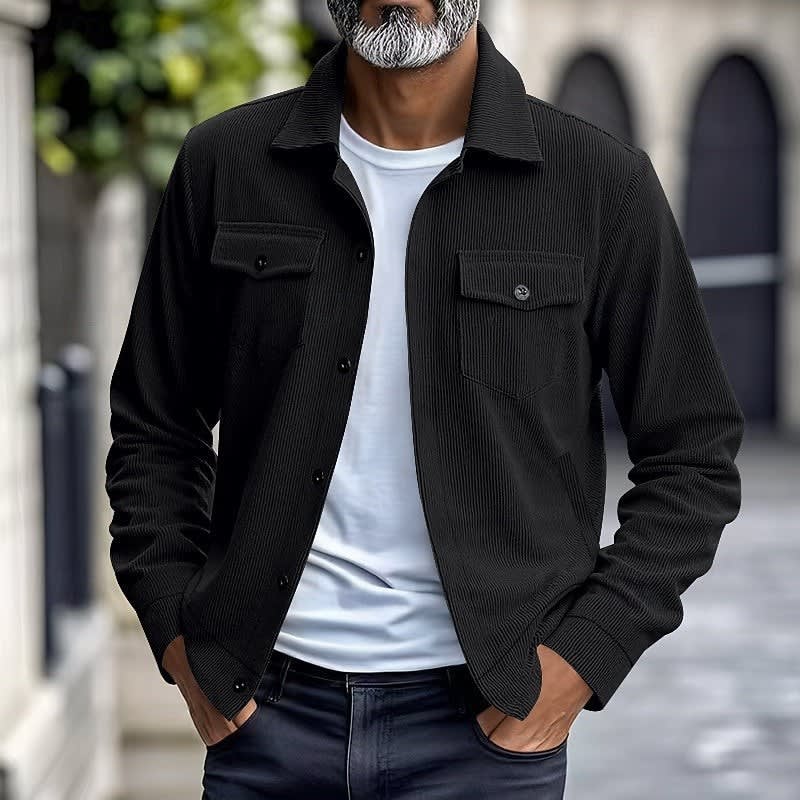 Evander Corduroy Button Front Overshirt