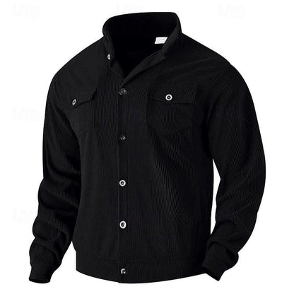 Evander Corduroy Button Front Overshirt_6