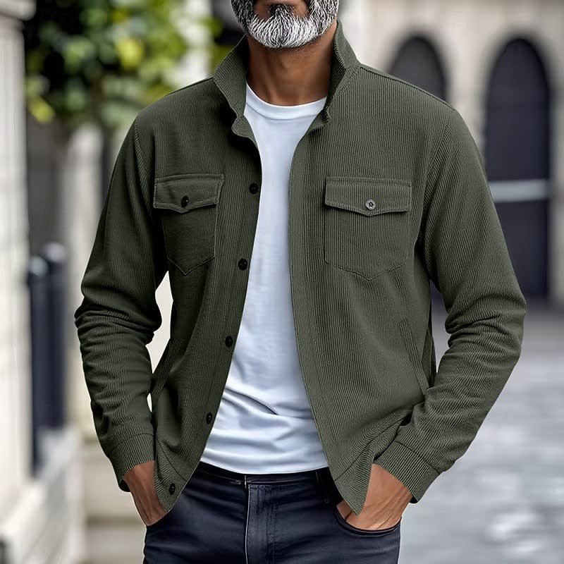Evander Corduroy Button Front Overshirt