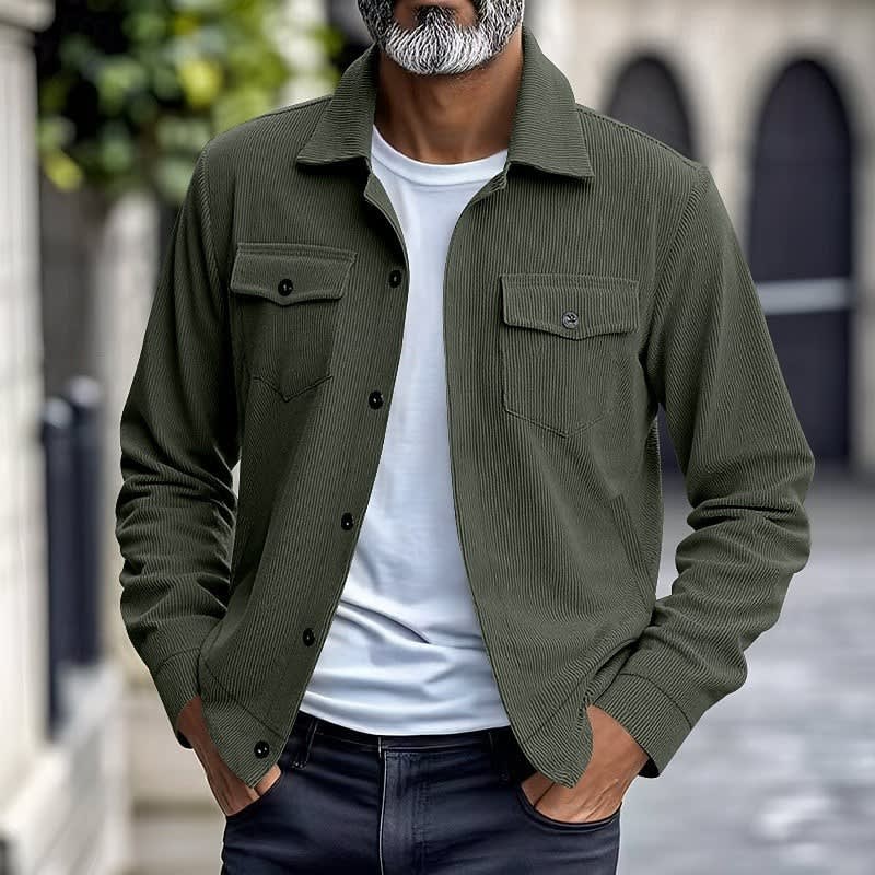 Evander Corduroy Button Front Overshirt