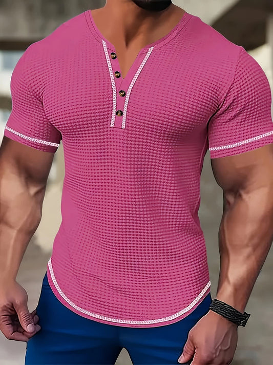 Langley Waffle Knit Short Sleeve Henley_1
