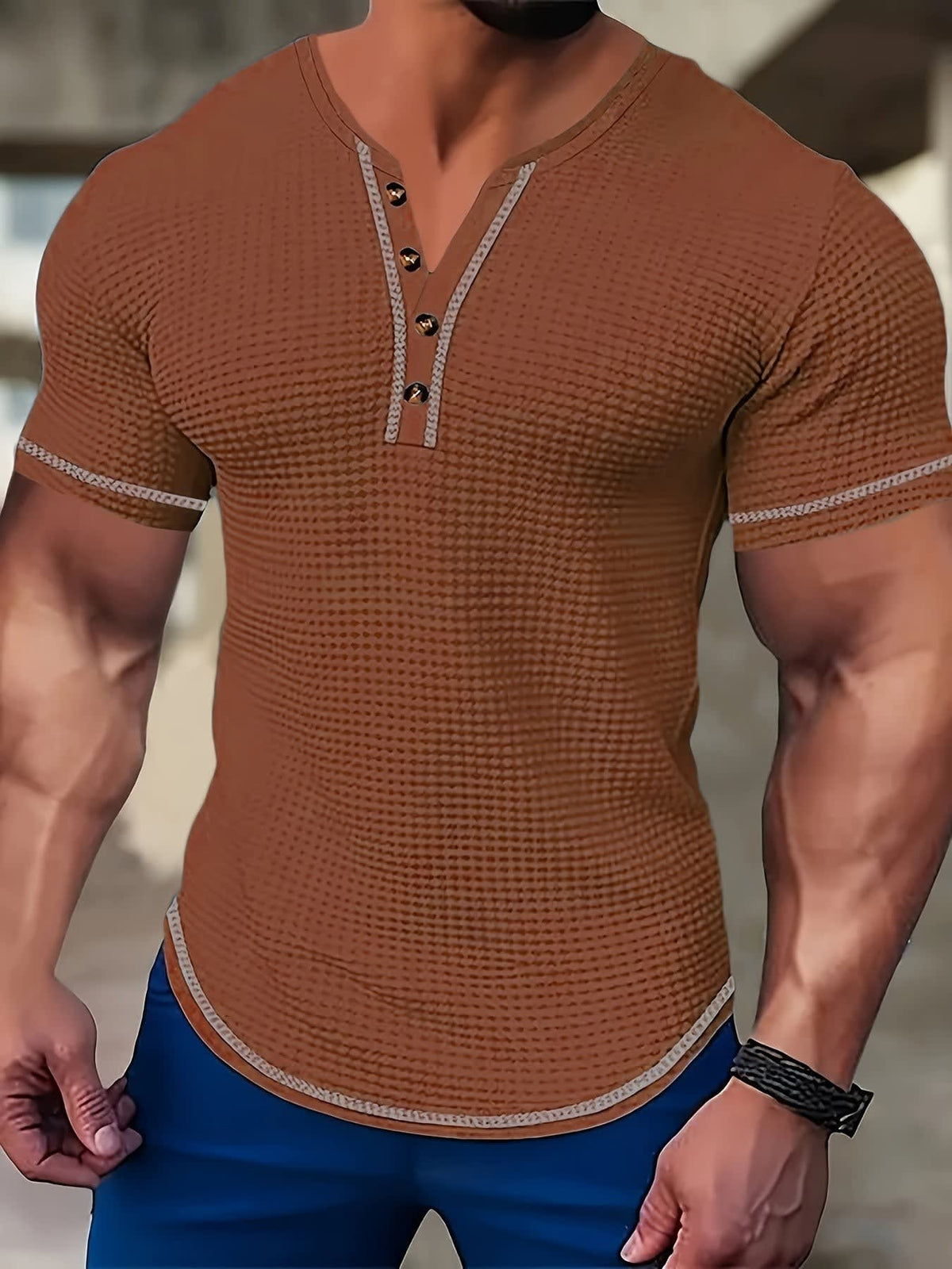Langley Waffle Knit Short Sleeve Henley