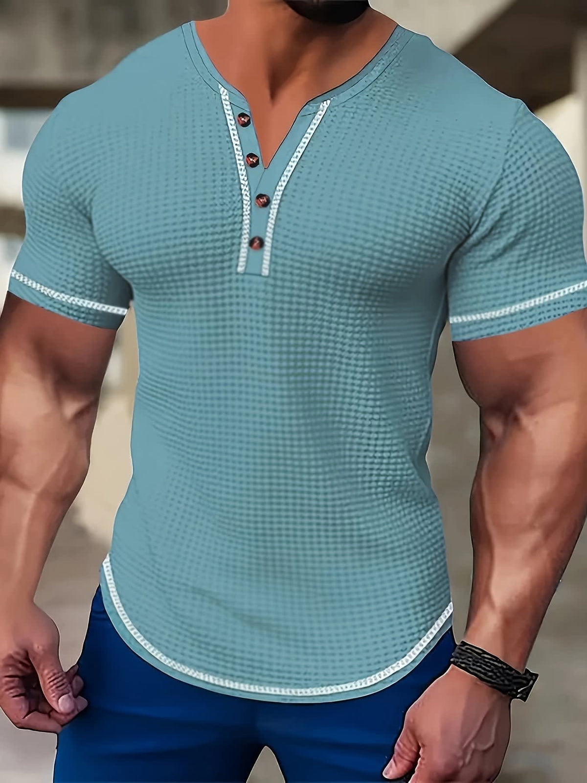 Langley Waffle Knit Short Sleeve Henley