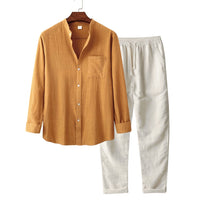 Dover Linen Blend Long Sleeve Two Piece Set
