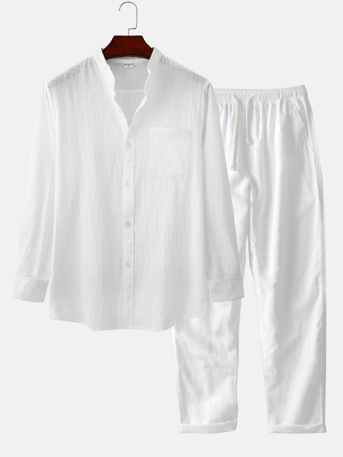 Dover Linen Blend Long Sleeve Two Piece Set