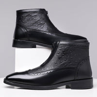 Rodney Ostrich Texture Brogue Ankle Boots