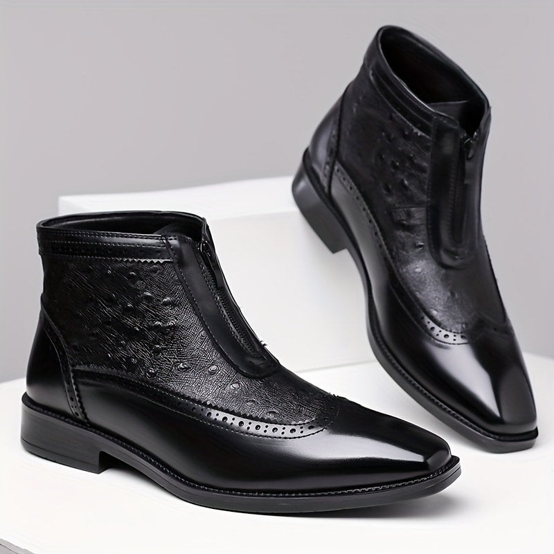 Rodney Ostrich Texture Brogue Ankle Boots