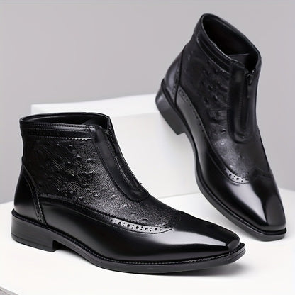 Rodney Ostrich Texture Brogue Ankle Boots_11