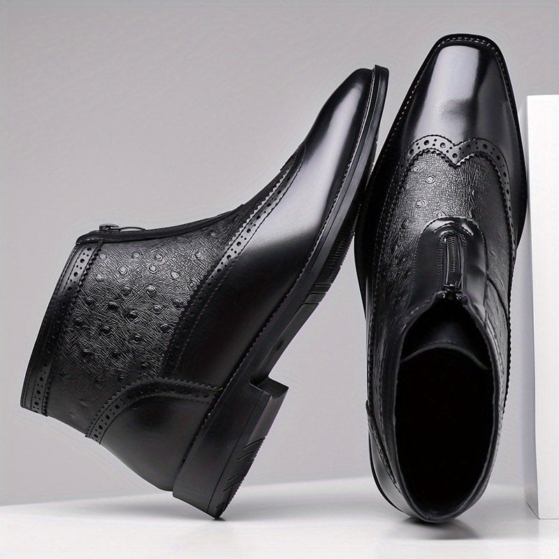 Rodney Ostrich Texture Brogue Ankle Boots