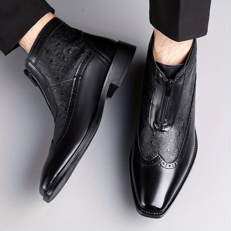 Rodney Ostrich Texture Brogue Ankle Boots